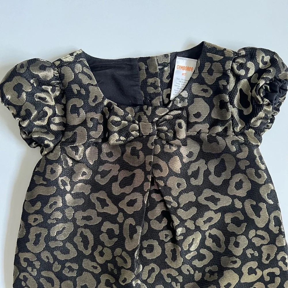 Gymboree Leopard Print Black & Gold Special Occasion Dress SZ 2T ✨ - Picture 2 of 7